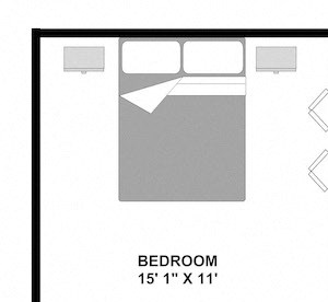 2x1-RM Two bedroom one bathroom 800 square foot apartment floor plan